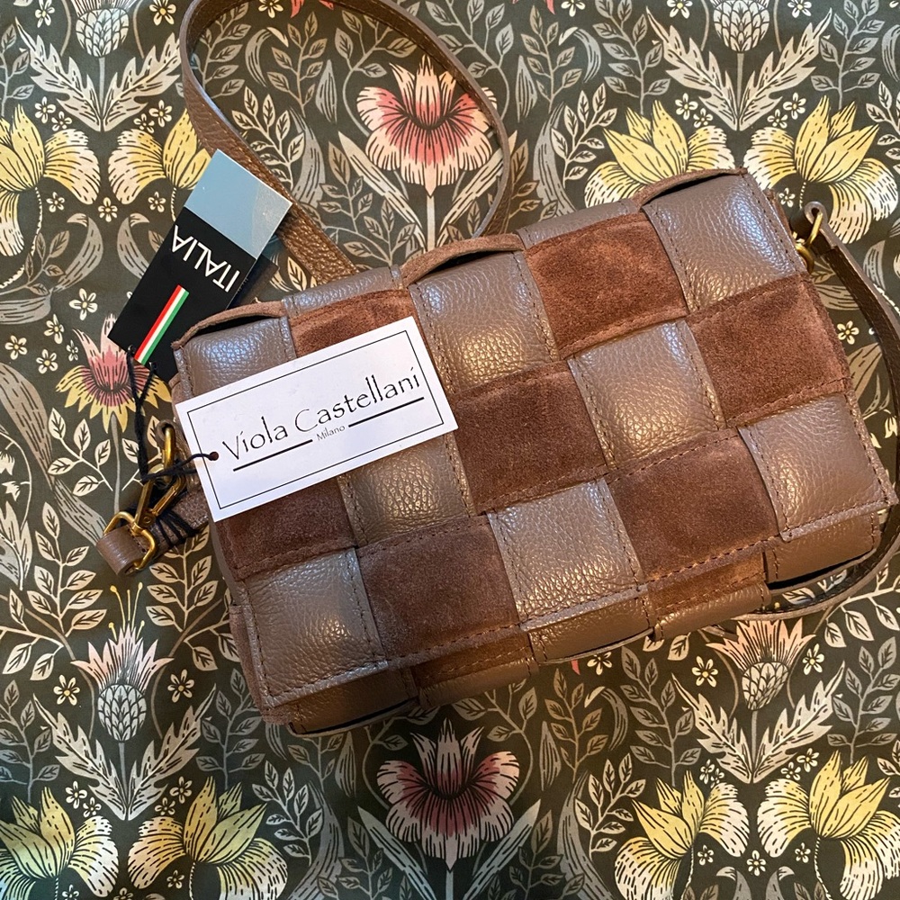 Viola Castellani Brown Woven Leather Crossbody Bag - Picture 5 of 11